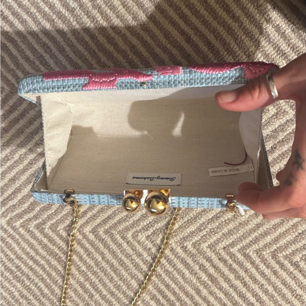 Tommy Bahama Pink Floral Clutch with Gold Chain - Picture 5 of 7